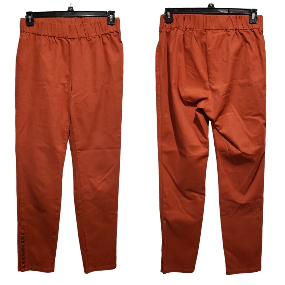 Soft Surroundings Colorful Sz MT Rust Elastic Waist Pull On Snap Ankle Leggings